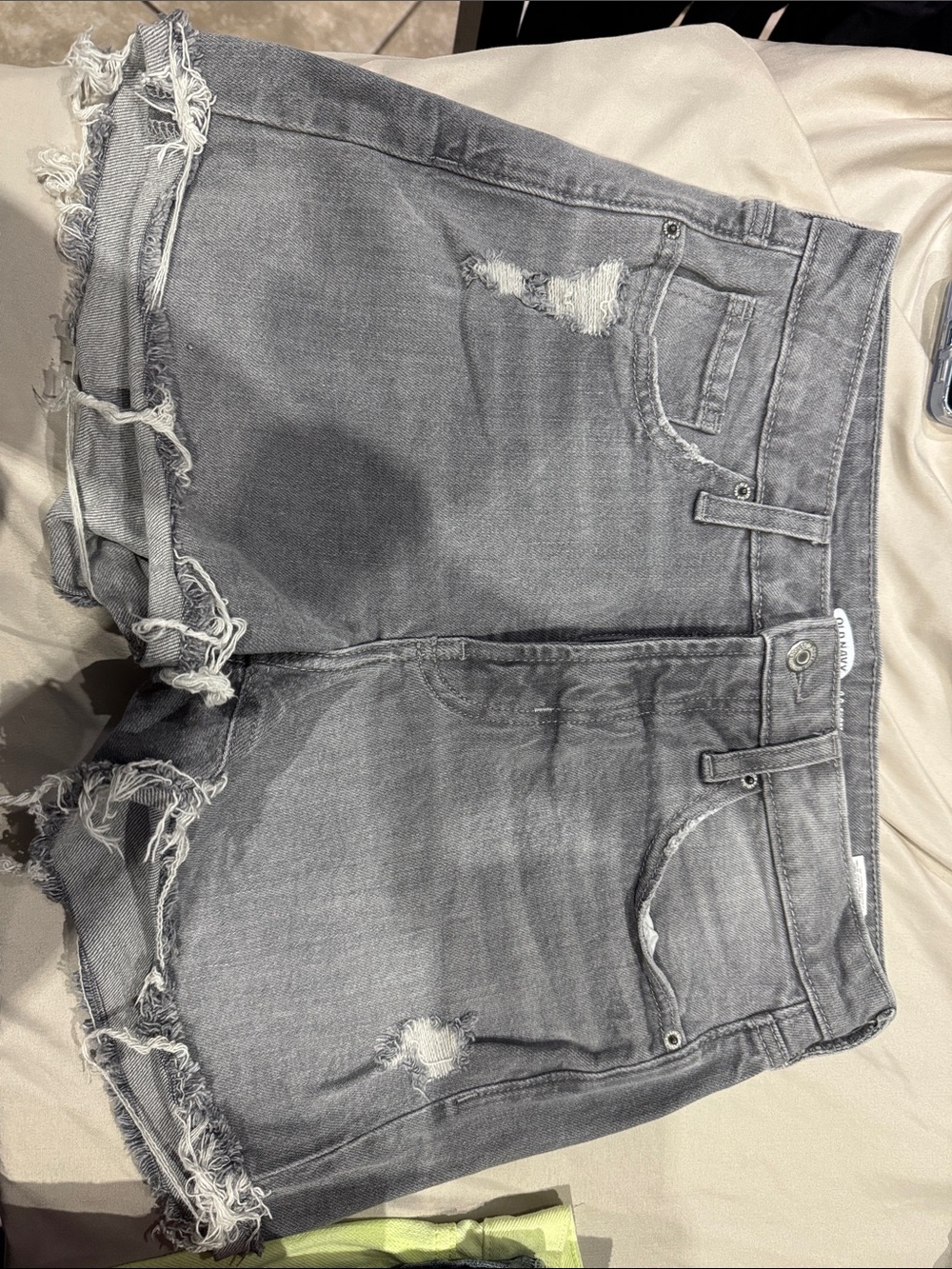 Old Navy Gray Distressed Denim Jean Shorts